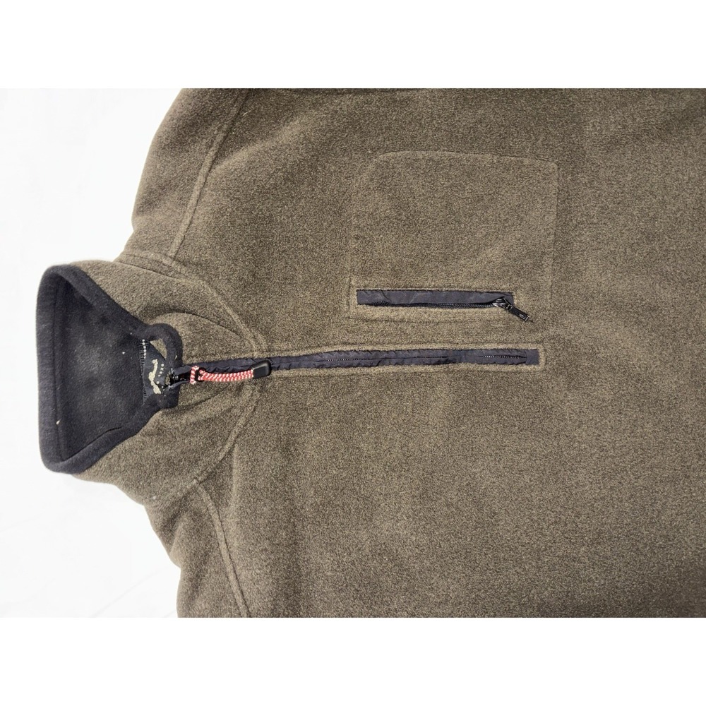 Vintage Eddie Bauer Mens L Fleece Pullover Quarter Zip Olive Outdoor Jacket - Picture 2 of 6